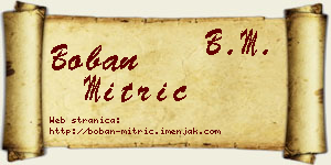 Boban Mitrić vizit kartica